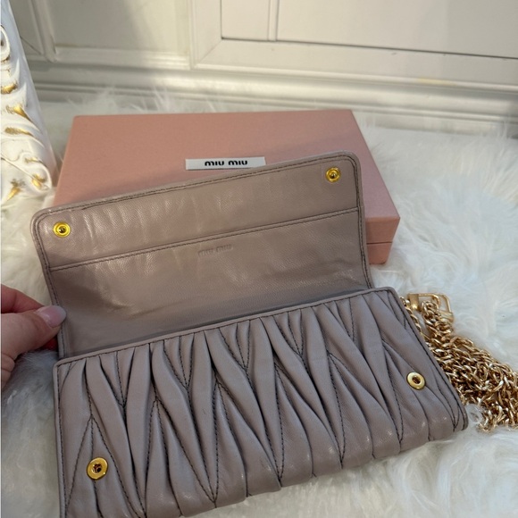 Miu Miu Gray Wallet with Gold Chain - Picture 13 of 14